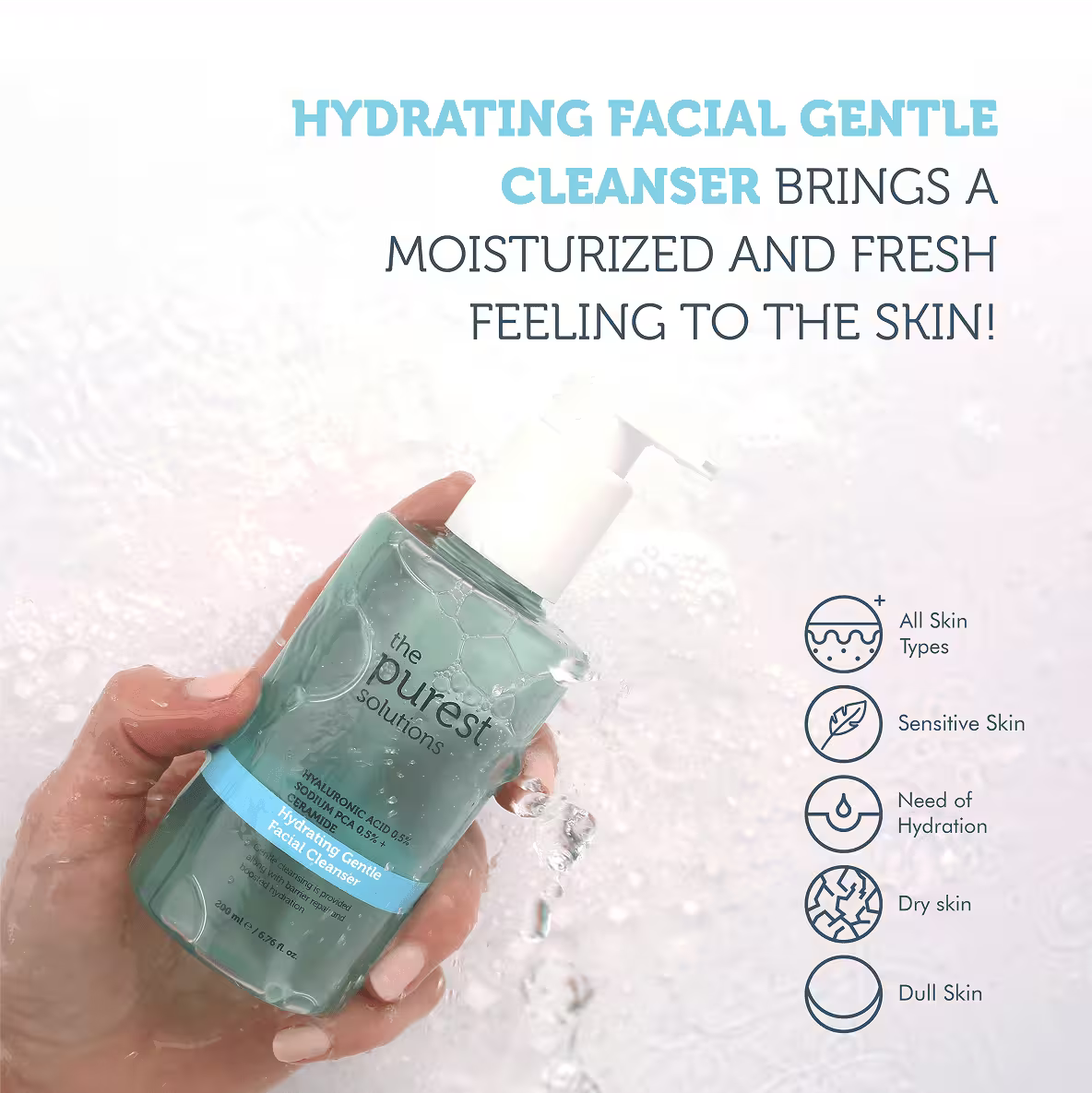 Hydrating Gentle Facial Cleanser 0.5% Hyaluronic Acid 0.5% Sodium PCA + Ceramide