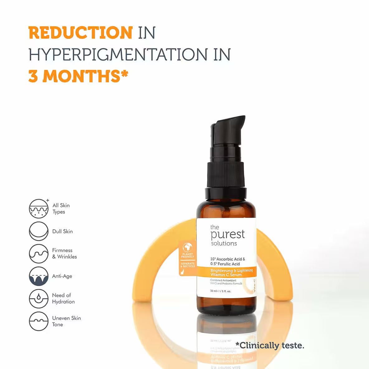 Brightening & Lightening Vitamin C Serum 10% Ascorbic acid & Ferulic Acid 0.5%