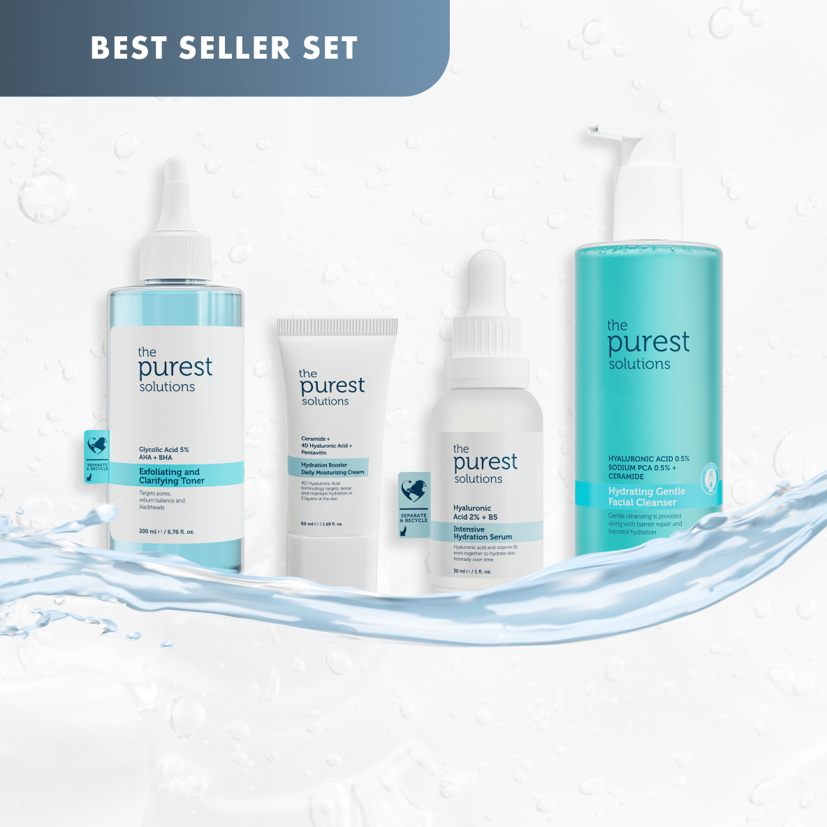 4 - Step Skin Drink: Complete Routine to Restore Glow &amp; Bounce - The Purest Solutions | Skincare that actually works