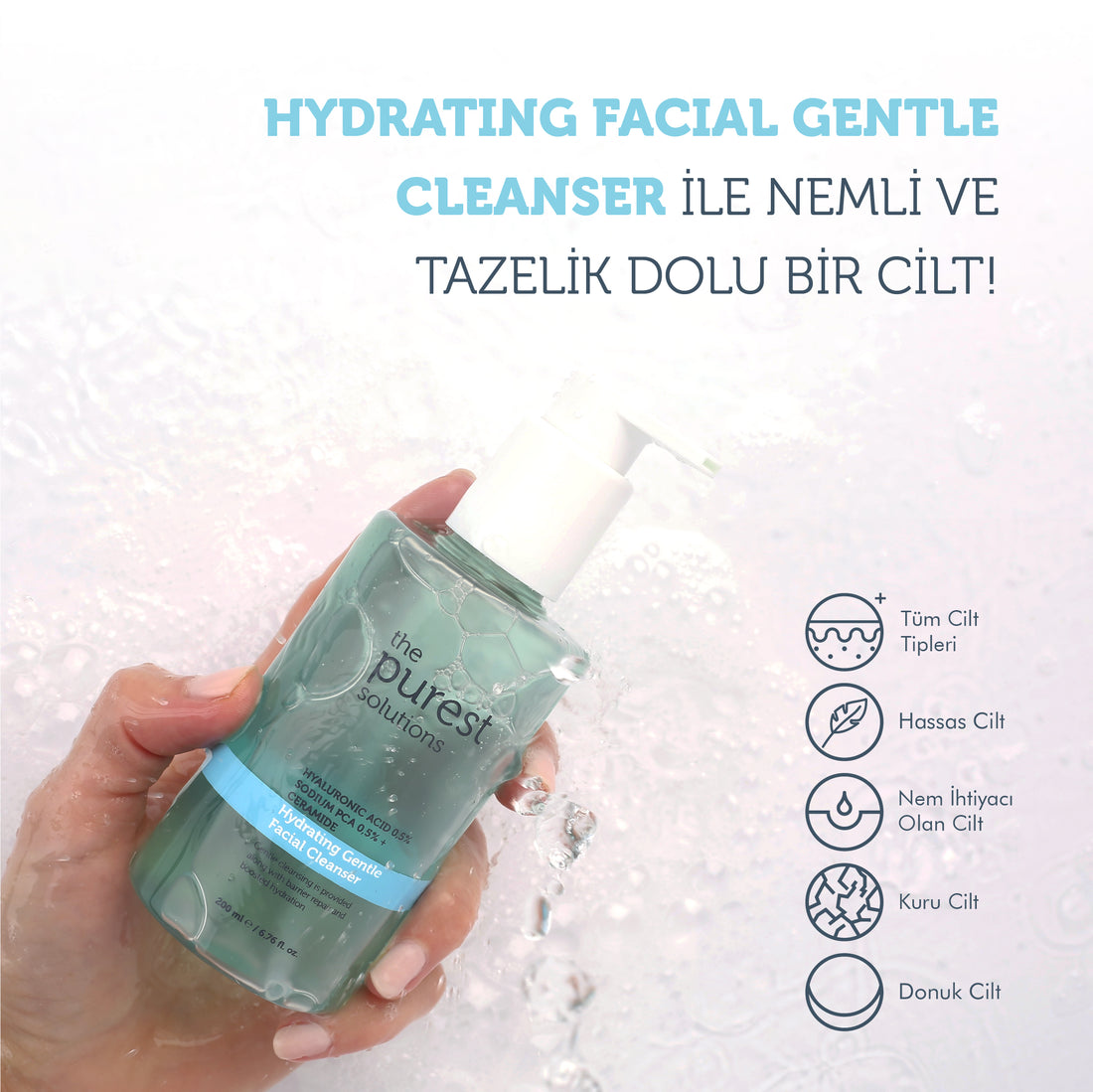 Hydrating Gentle Facial Cleanser %0,5 Hyaluronic Acid %0.5 Sodium PCA + Ceramide