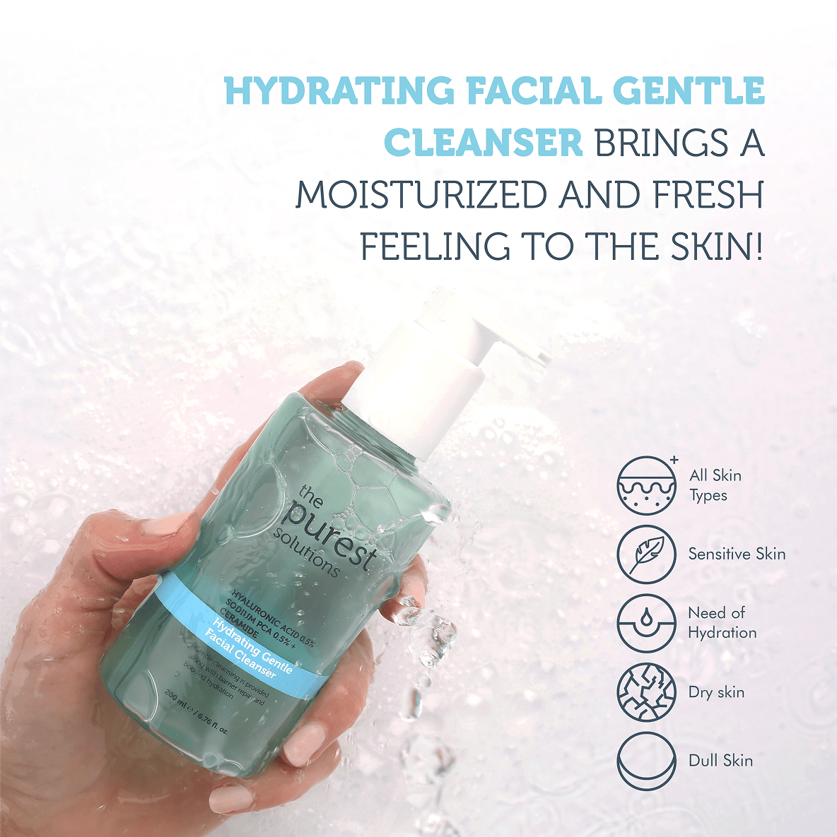 Hydrating Gentle Facial Cleanser %0,5 Hyaluronic Acid %0.5 Sodium PCA + Ceramide