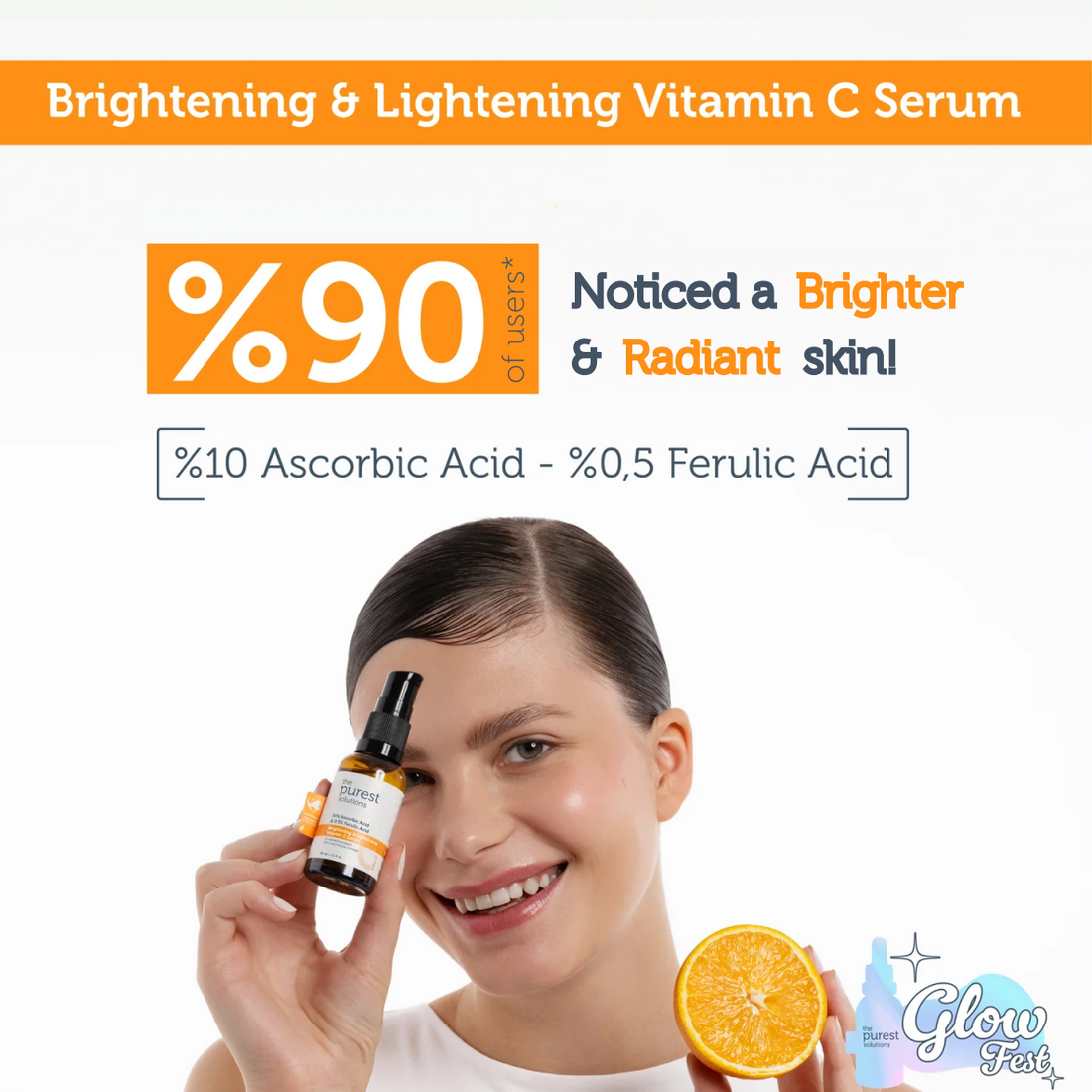 Brightening &amp; Lightening Vitamin C Serum 10% Ascorbic acid &amp; Ferulic Acid  0,5%