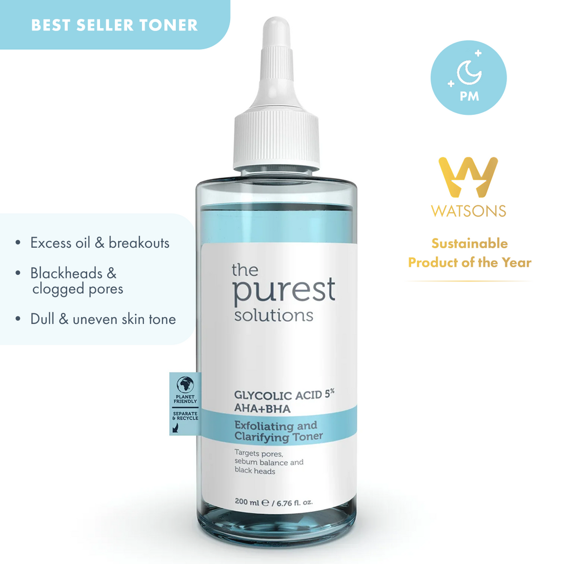 Gycolic Acid Purifying Toner AHA + BHA Exfoliating and Clarifying Toner