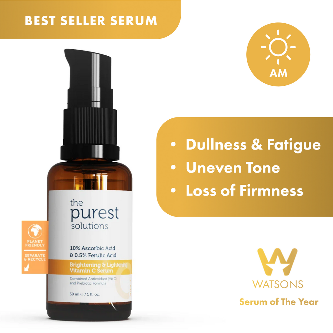 Brightening &amp; Lightening Vitamin C Serum 10% Ascorbic acid &amp; Ferulic Acid  0,5%