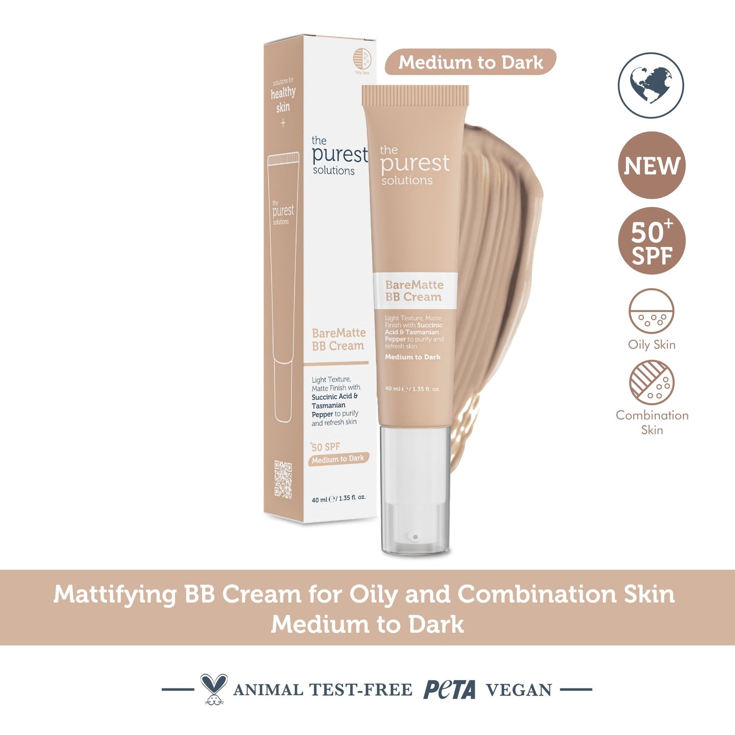 BB Cream Bare Matte - Medium to Dark - The Purest Solutions | Skincare that actually works