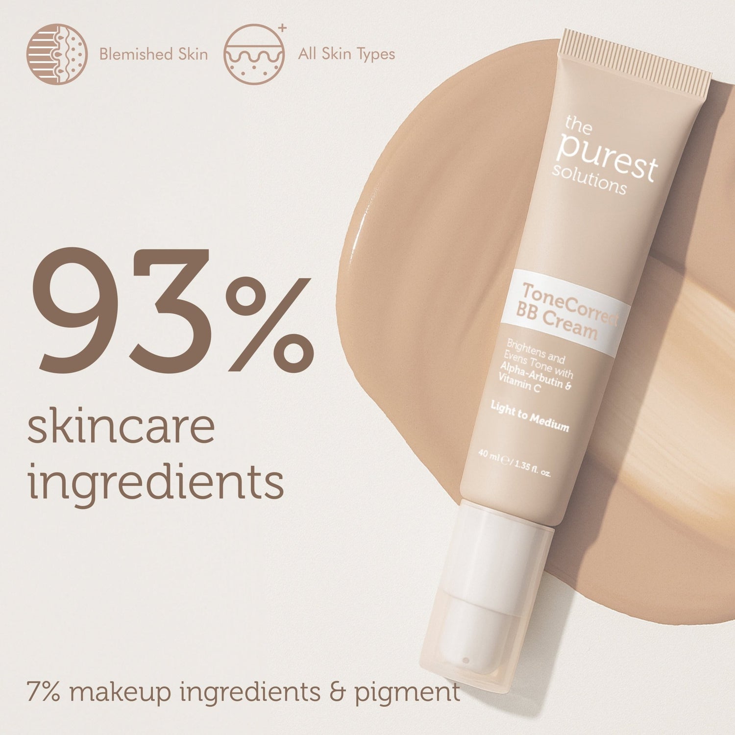 BB Cream Tone Correct - Light to Medium - The Purest Solutions | Skincare that actually works