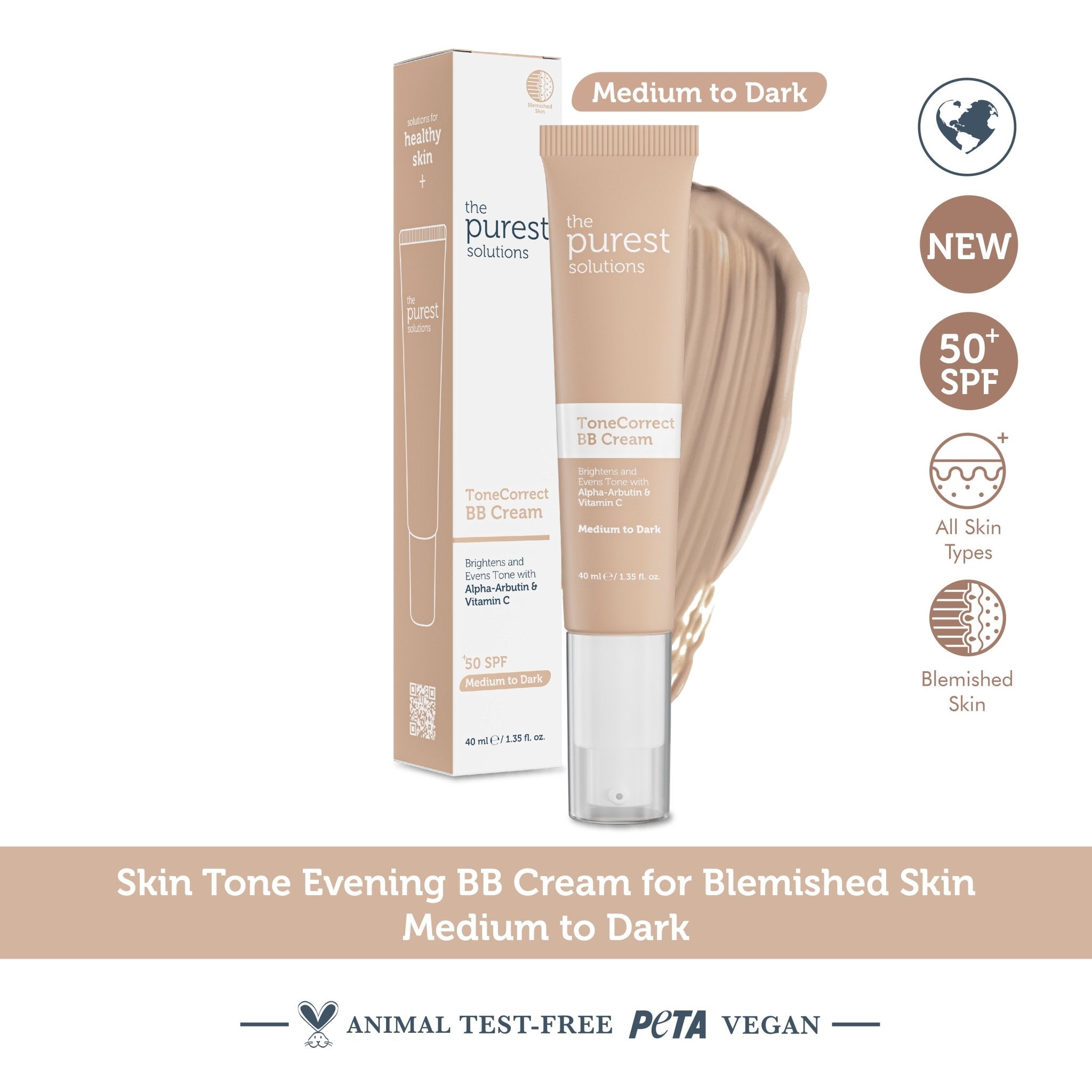 BB Cream Tone Correct - Medium to Dark - The Purest Solutions | Skincare that actually works