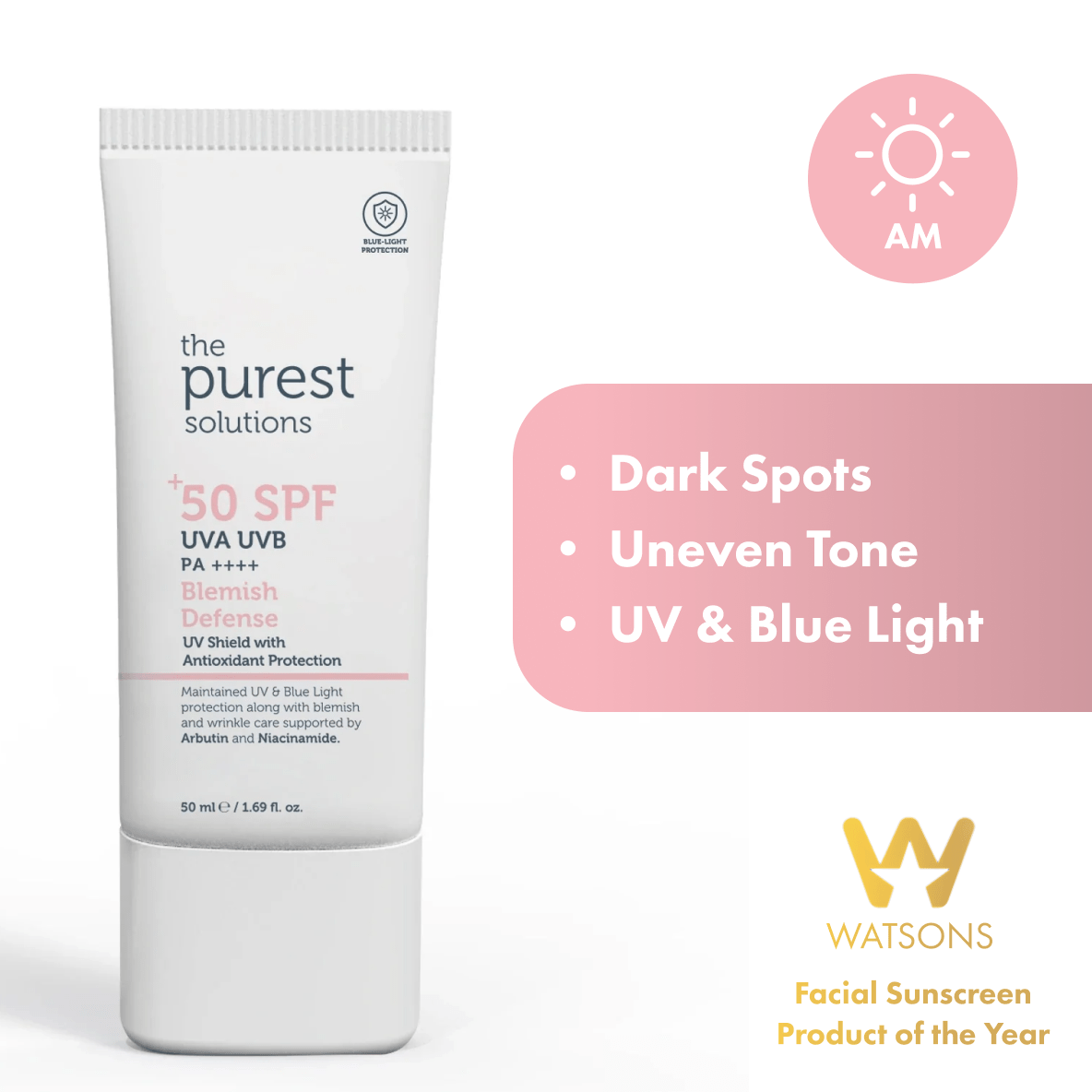 Blemish Defense UVA/UVB, Antioxidant Protection For Blemish - Prone Skin 50+ SPF - The Purest Solutions | Skincare that actually works