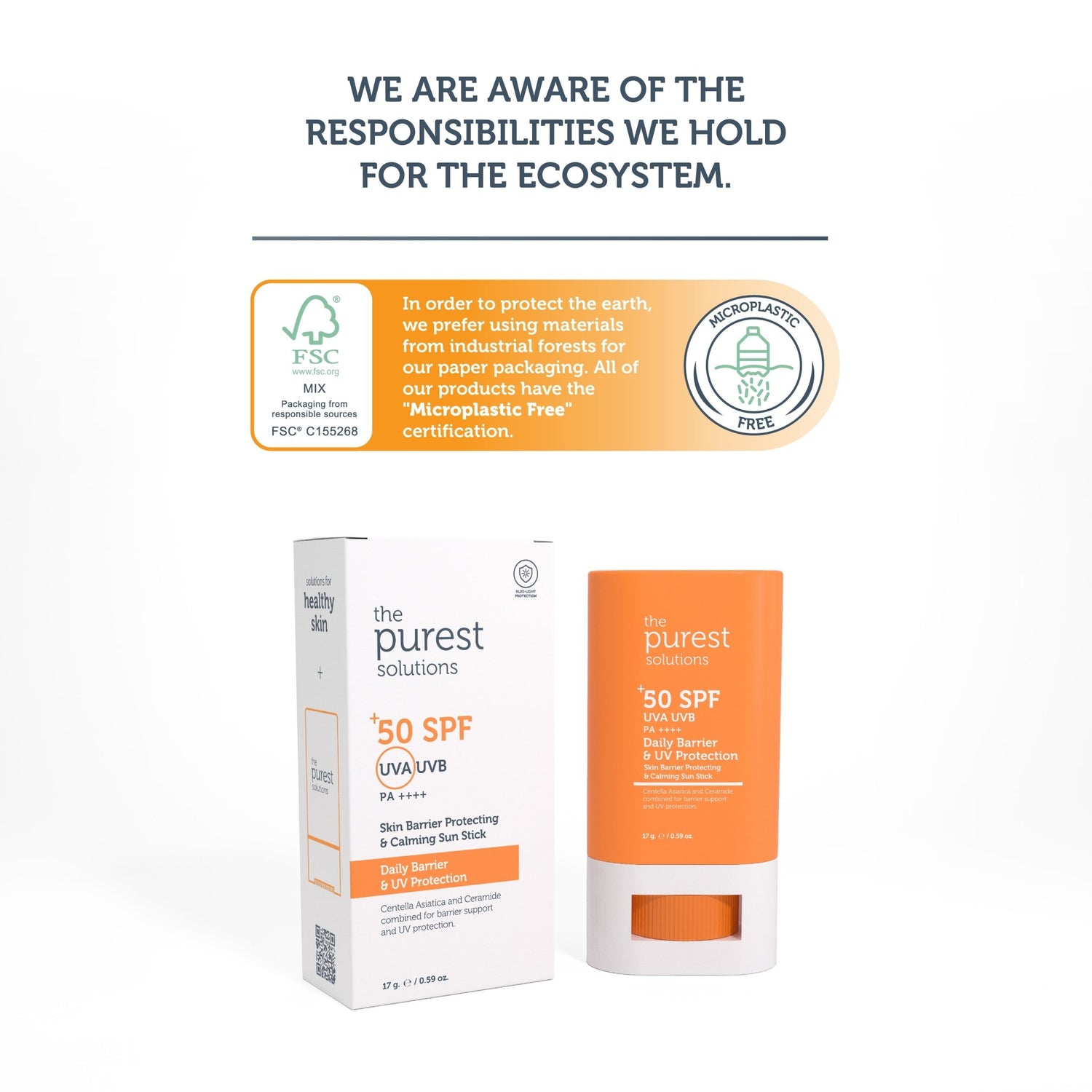 Daily Barrier Protection Sunstick 50+ SPF - The Purest Solutions | Skincare that actually works
