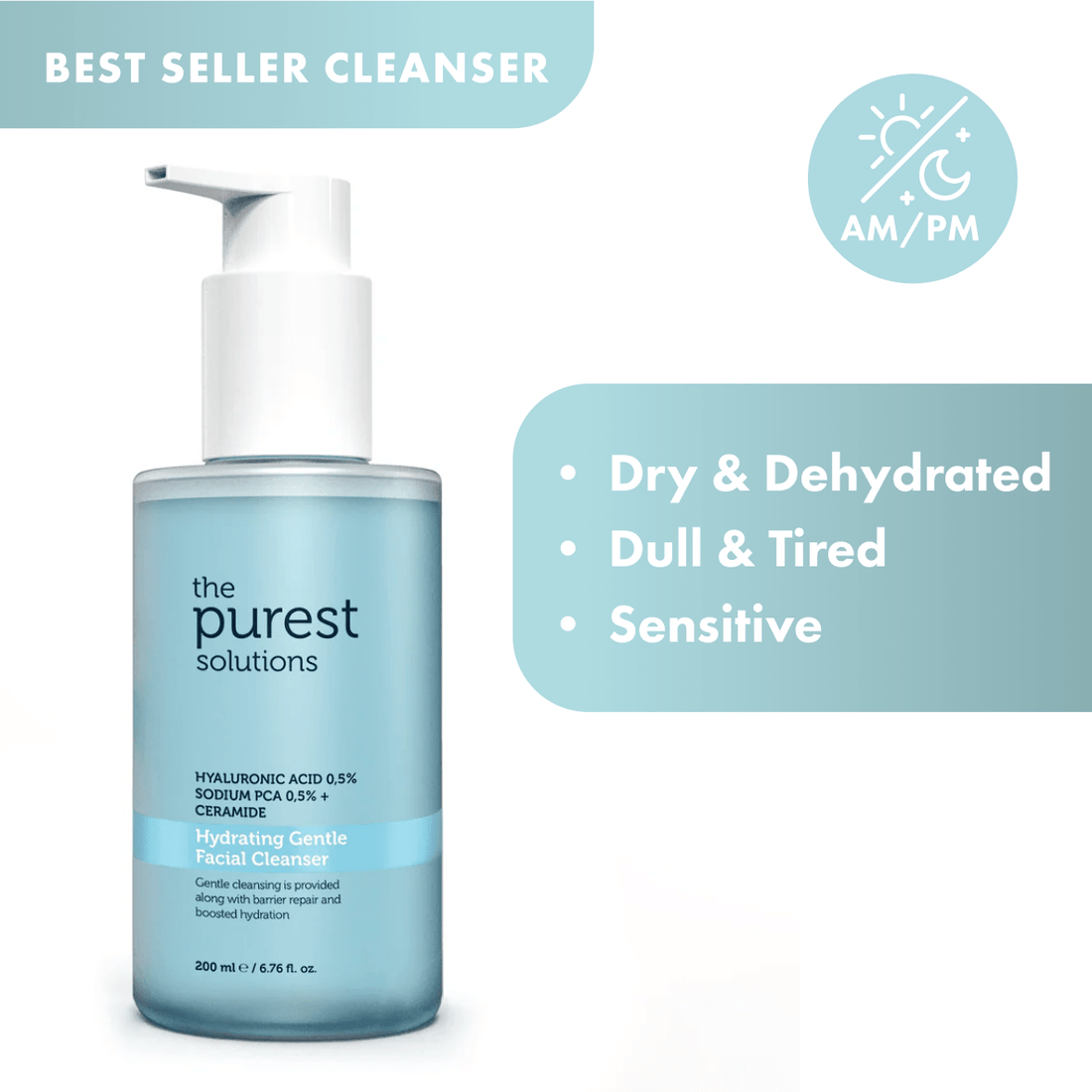 Hydrating Gentle Facial Cleanser %0,5 Hyaluronic Acid %0.5 Sodium PCA + Ceramide - The Purest Solutions | Skincare that actually works