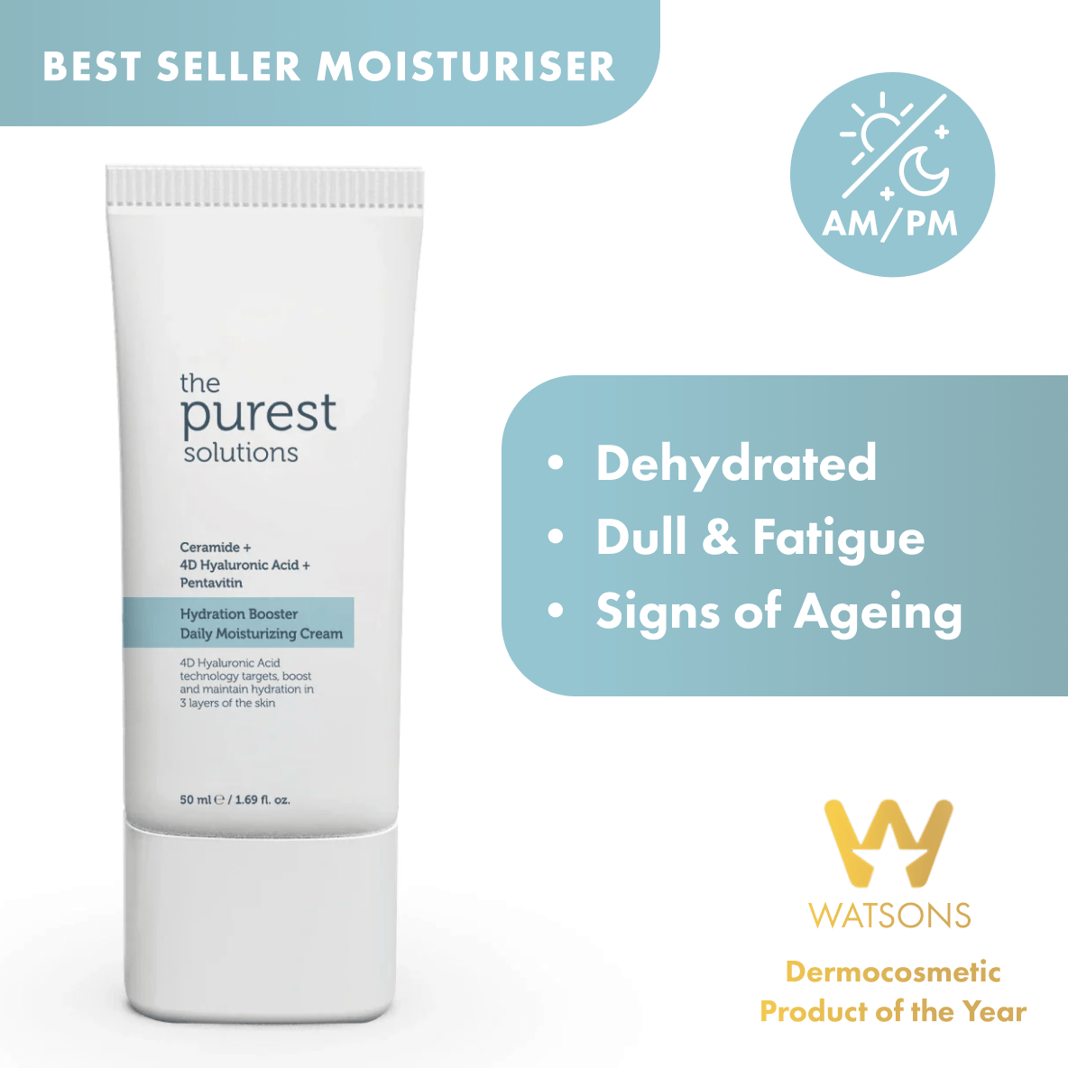 Hydration Booster Daily Moisturizing Cream Ceramide + 4D Hyaluronic Acid + Pentavitin - The Purest Solutions | Skincare that actually works