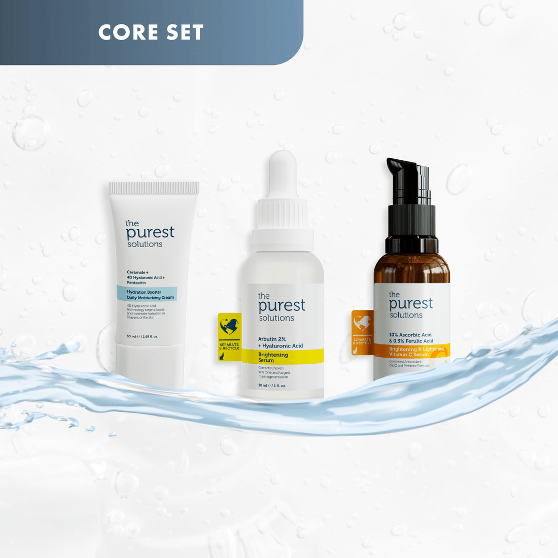Radiance Recharge: 3 - Step Kit to Brighten, Hydrate &amp; Glow - The Purest Solutions | Skincare that actually works