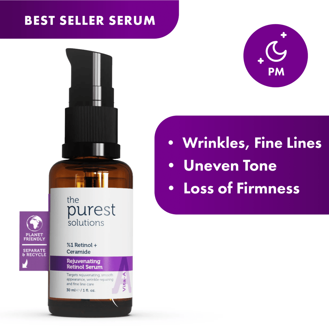 Rejuvenating Retinol Serum 1% Retinol + Ceramide - The Purest Solutions | Skincare that actually works