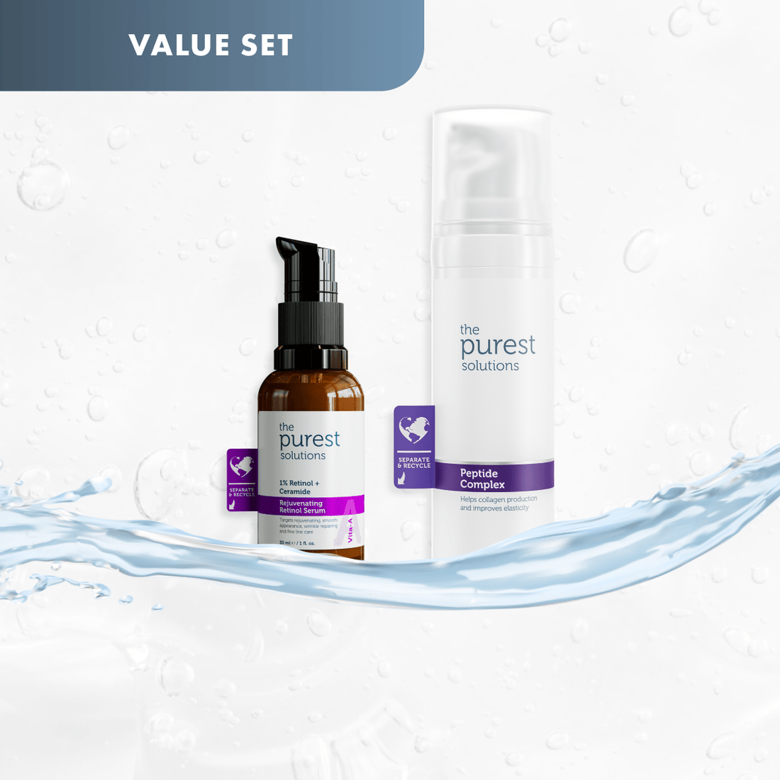 Youth Boost Duo: 2 - Step Retinol &amp; Peptide Power Set - The Purest Solutions | Skincare that actually works